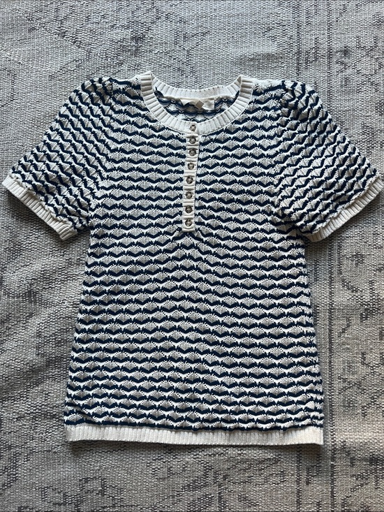 Sezane Tops - Sezane Mae Navy and White Knit Jumper